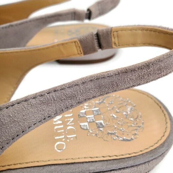 Vince Camuto Jasenia Light Grey Suede Closed Point-Toe Sling-Back Mule Flats - Picture 6 of 11